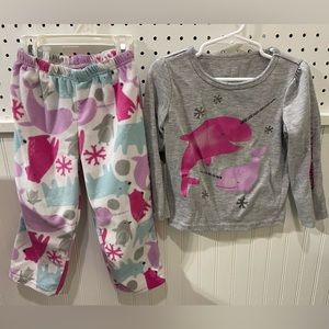 Carter's pajama set with narwhals snowflakes and fleece pants